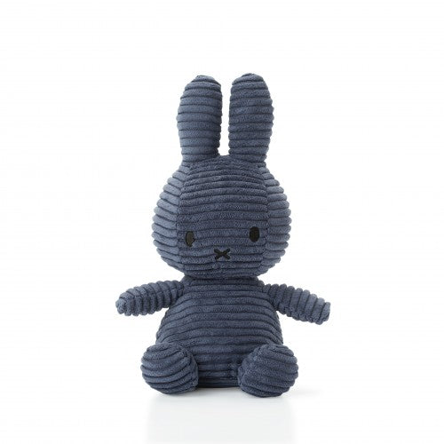 Dark Blue Miffy (Nijntje), the corduroy fluffy bunny, is an ultra soft stuffed animal. This small plush rabbit, with its super soft fabric is the perfect toy for snuggling. Miffy is so lovable it will instantly become an infants best friend. Suitable from birth for girls and boys. Local delivery in Olney, Buckinghamshire.