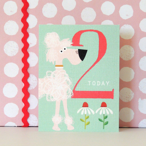 Mini Age 2 Pink Poodle Card