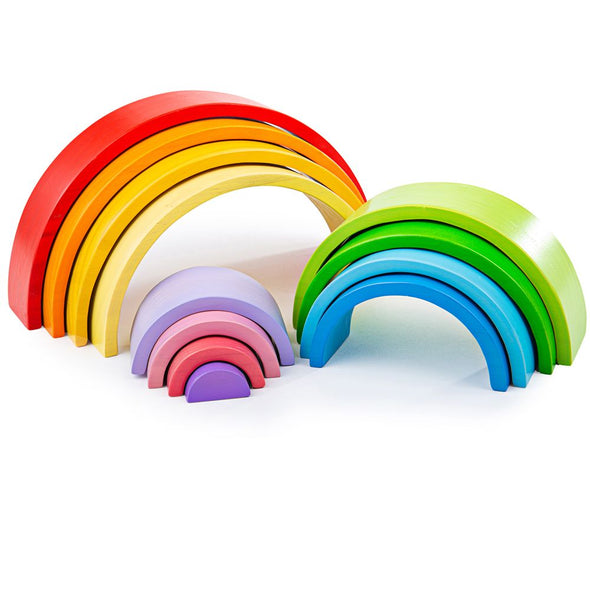 BigJigs Toys brilliant wooden stacking rainbow is a vibrant wooden stacking toy. The twelve colourful rainbow arches make for great fun. This hardy non-toxic stacking toy is the perfect tool for building motor skills through problem solving. Suitable for children 3 years and up. Dottie and Bee - Olney, Buckinghamshire