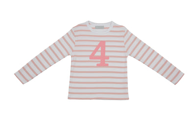 DUSTY PINK & WHITE BRETON STRIPED NUMBER 4 T SHIRT